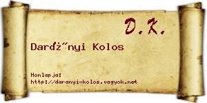 Darányi Kolos névjegykártya