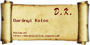 Darányi Kolos névjegykártya